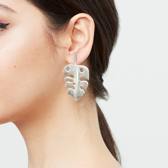 Monstera Küpe - Gümüş